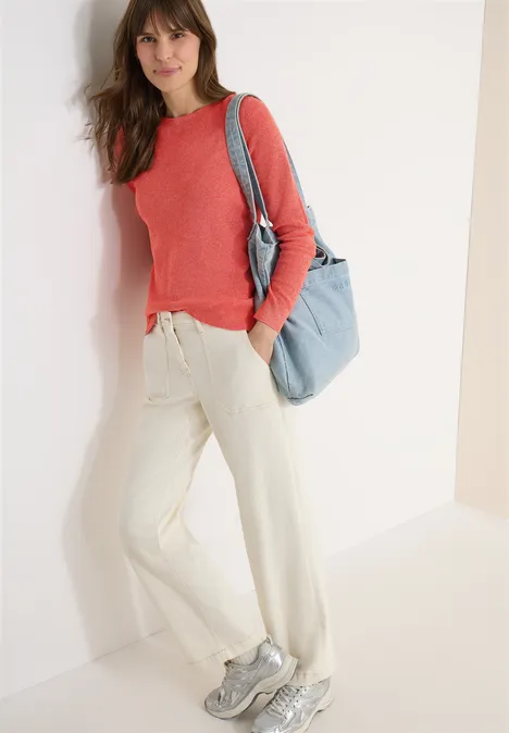 Strukturpullover cherry tomato orange melange Strukturpullover cherry tomato orange melange