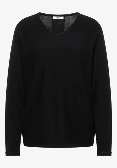 Dolman Pullover mit Glitzer Black