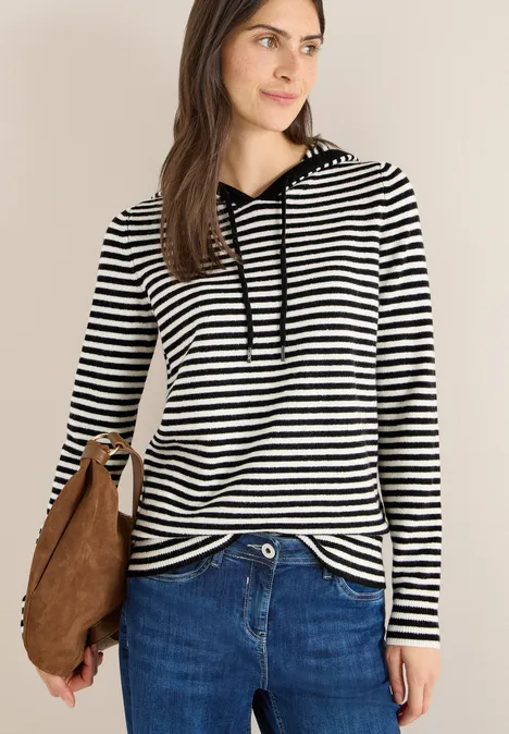 Gestreepte hoodie Black