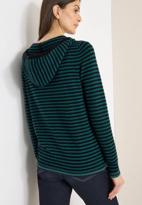 Gestreifter Kapuzenpullover dark sea green