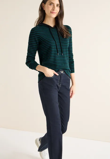 Gestreifter Kapuzenpullover dark sea green