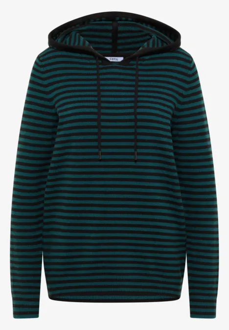 Gestreifter Kapuzenpullover dark sea green