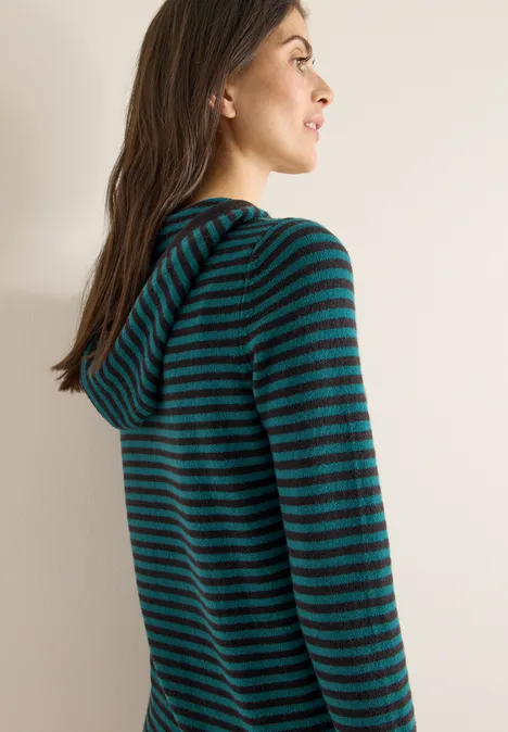 Gestreifter Kapuzenpullover dark sea green