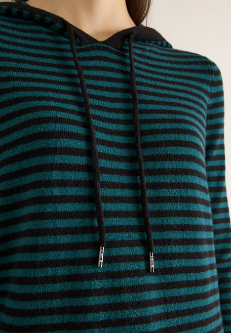 Gestreifter Kapuzenpullover dark sea green
