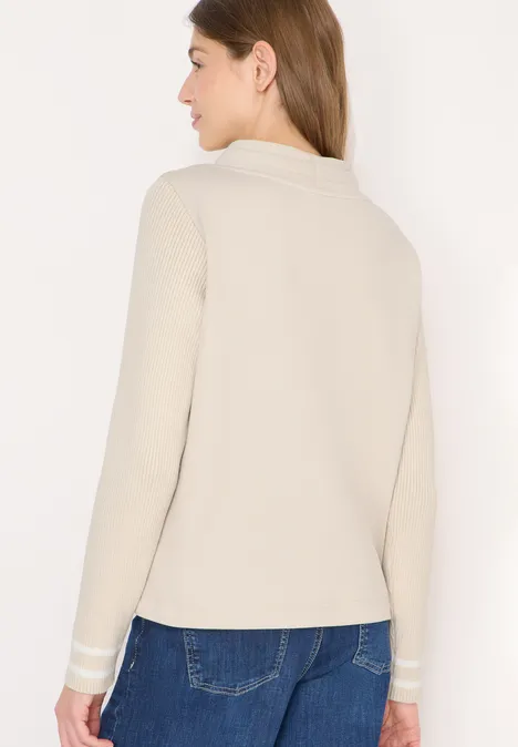Sweat-shirt avec manches en tricot pearl beige