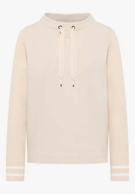 Sweat-shirt avec manches en tricot pearl beige