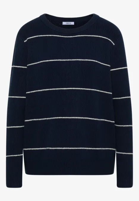 Pull à rayures structurées deep denim blue melange Pull à rayures structurées deep denim blue melange