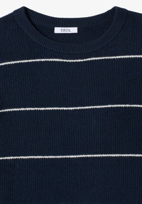 Pull à rayures structurées deep denim blue melange Pull à rayures structurées deep denim blue melange