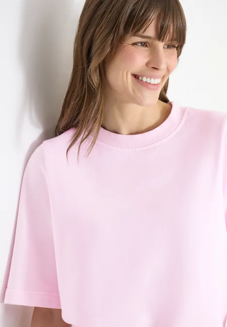 Kurzarm Sweatshirt im Garment dye Look tea rose Kurzarm Sweatshirt im Garment dye Look tea rose