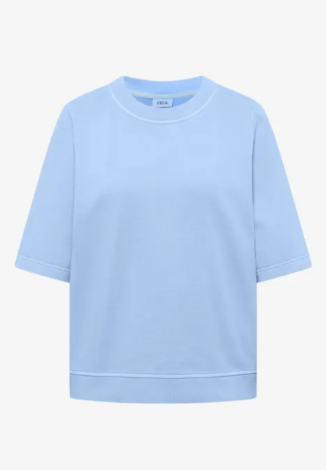 Kurzarm Sweatshirt im Garment dye Look fresh water blue