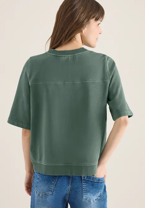 Kurzarm Sweatshirt im Garment dye Look just khaki
