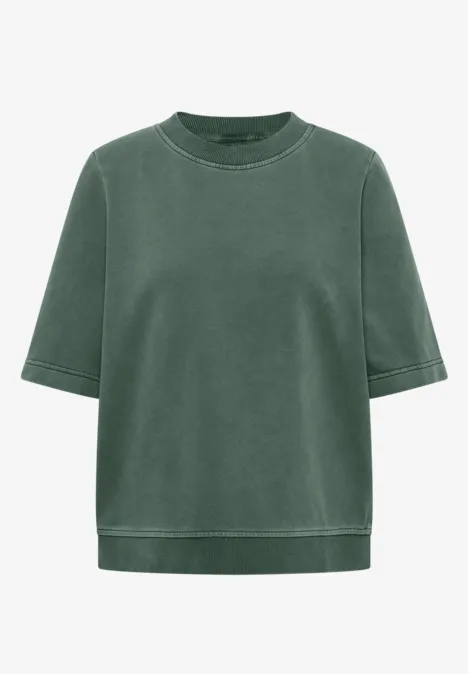 Kurzarm Sweatshirt im Garment dye Look just khaki
