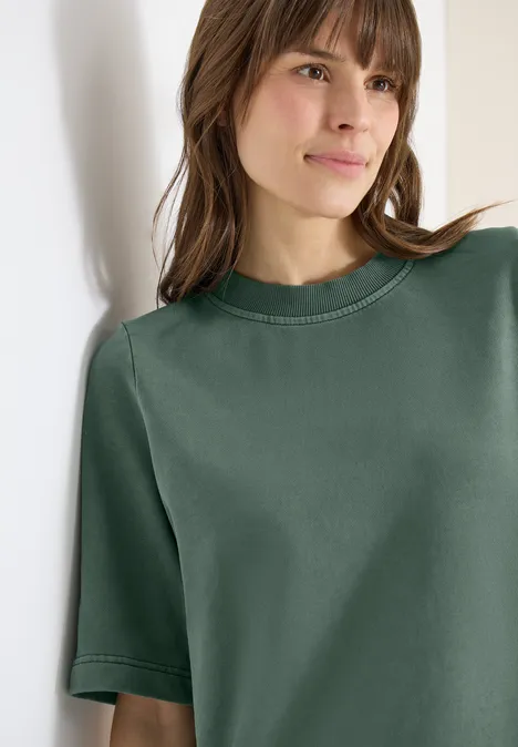 Kurzarm Sweatshirt im Garment dye Look just khaki