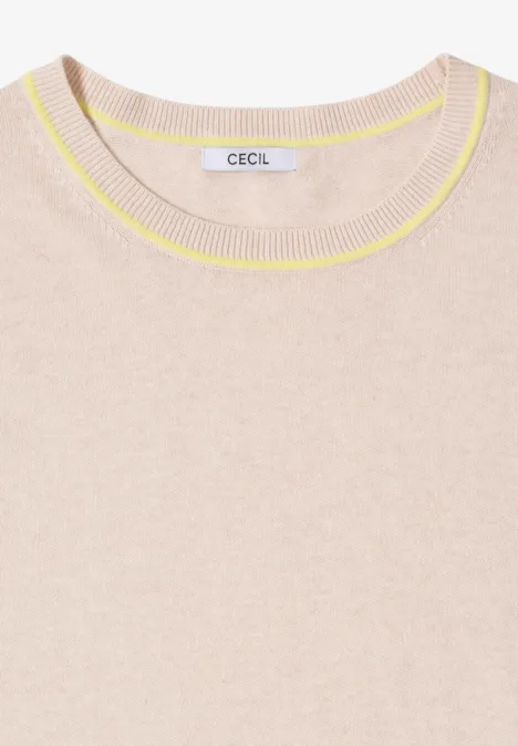 Pullover mit Kontrastdetails pearl beige melange Pullover mit Kontrastdetails pearl beige melange