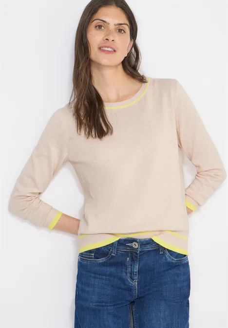 Pullover mit Kontrastdetails pearl beige melange Pullover mit Kontrastdetails pearl beige melange
