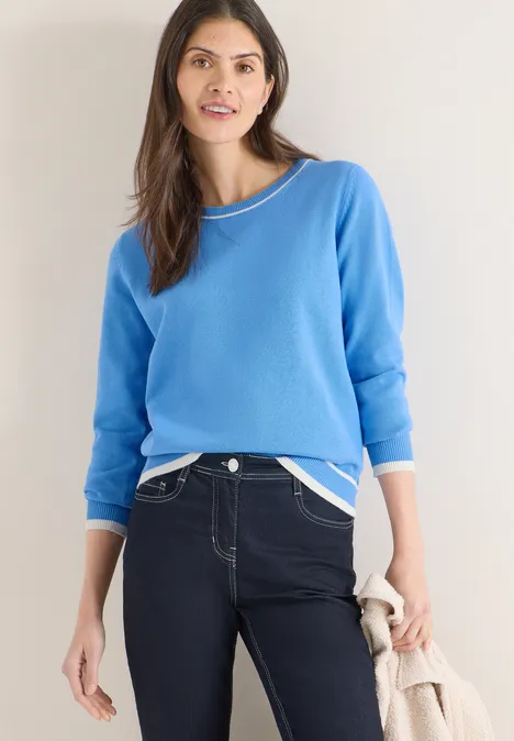 Pullover mit Kontrastdetails fountain blue