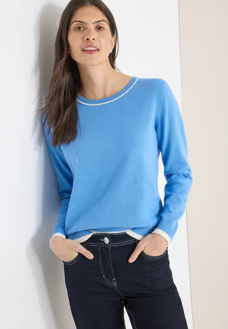 Pullover mit Kontrastdetails fountain blue