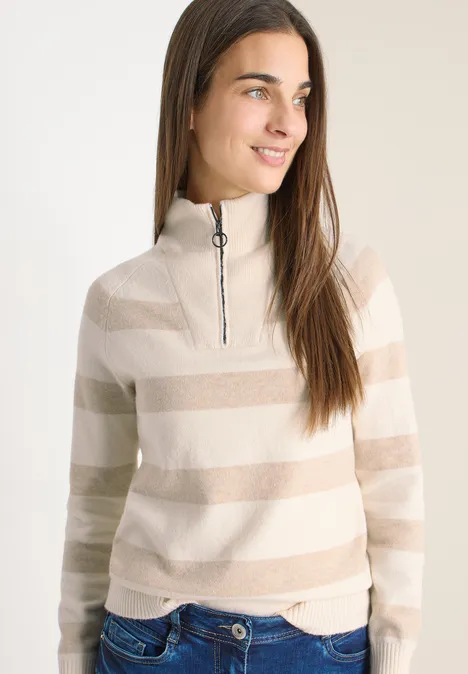 Gestreifter Pullover desert beige melange