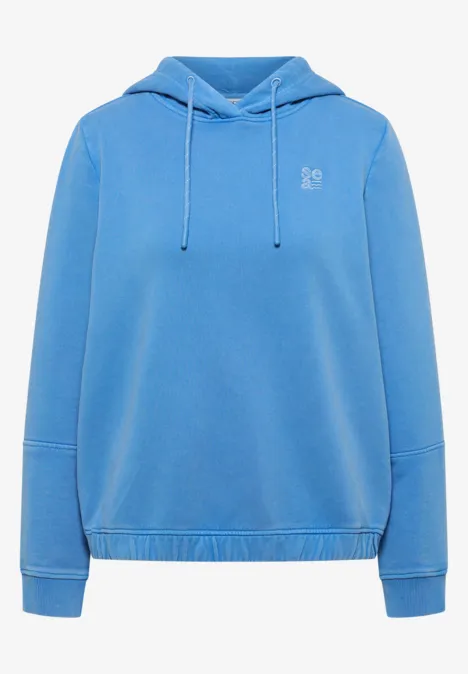 Hoodie mit Stickerei fountain blue Hellblauer Hoodie mit Kapuze und Kordeln, seitliche Eingrifftaschen, dezentes Logo auf der Brust, lässig geschnitten.