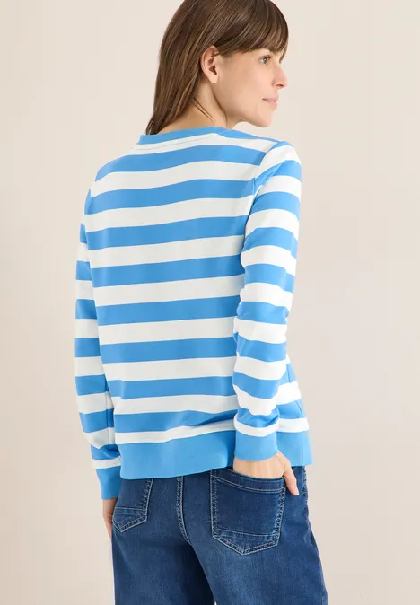 Gestreiftes Sweatshirt fountain blue