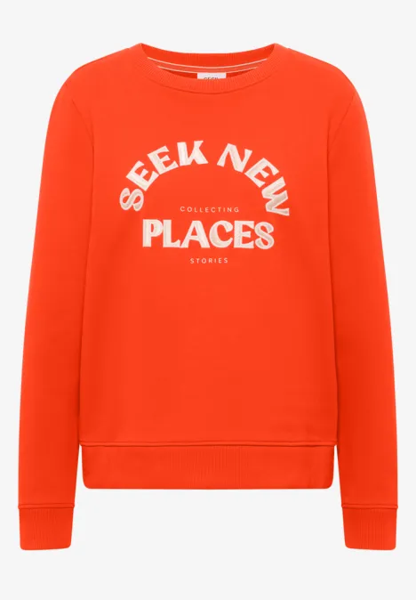 Embroidery Sweatshirt cherry tomato orange