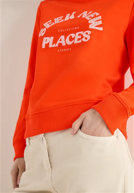 Embroidery Sweatshirt cherry tomato orange