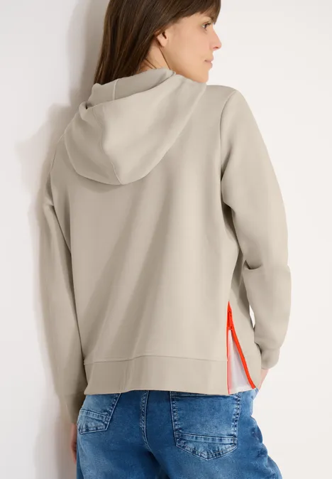Hoodie z zamkiem błyskawicznym pearl beige