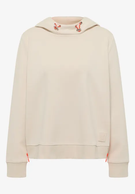 Hoodie z zamkiem błyskawicznym pearl beige
