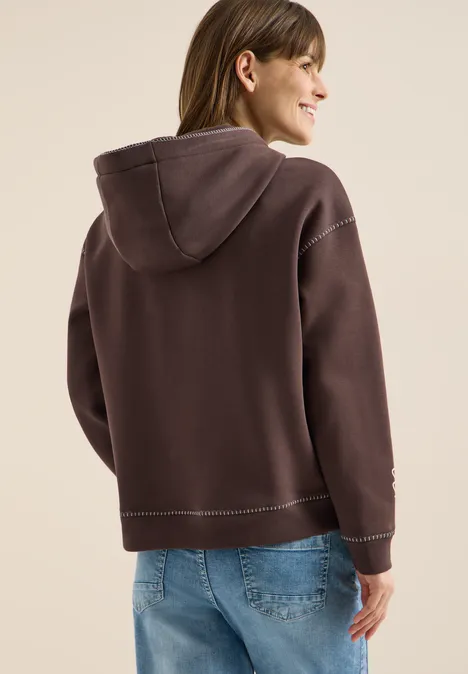 Hoodie met decoratieve stiksels macchiato brown