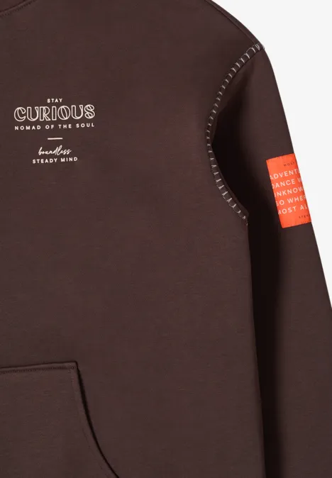 Hoodie met decoratieve stiksels macchiato brown