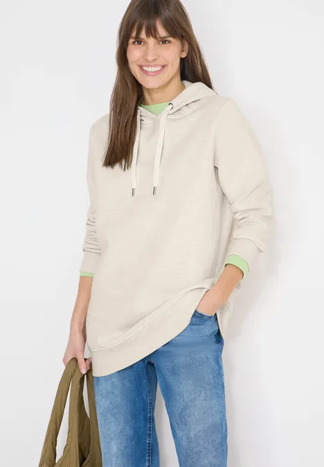 Hoodie long pearl beige mel.