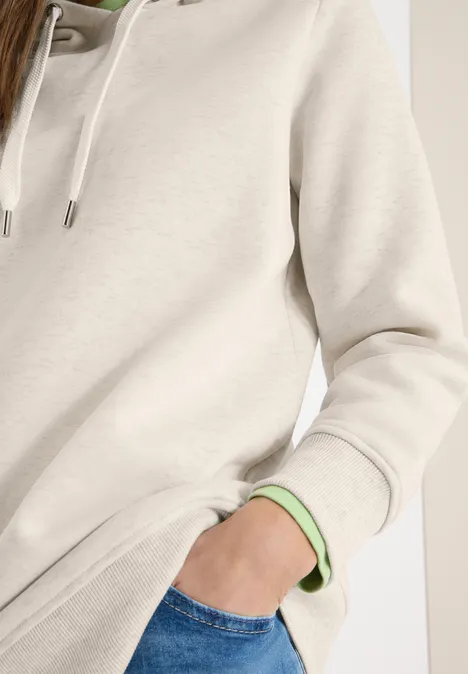 Hoodie long pearl beige mel.