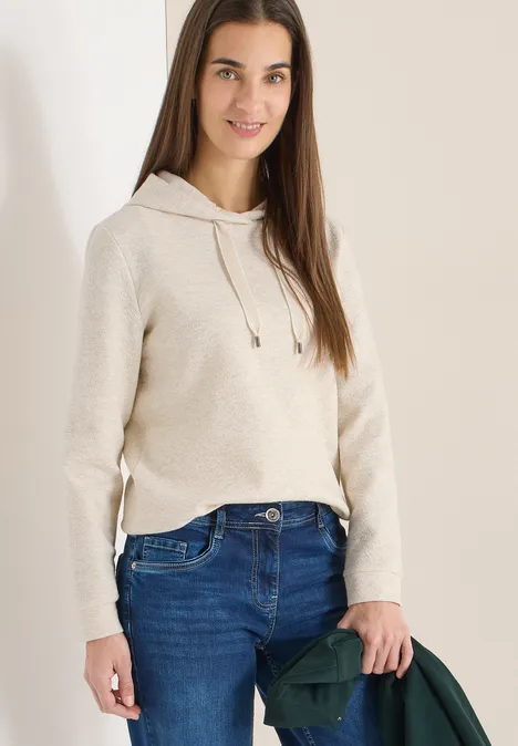 Hoodie mit Struktur pearl beige