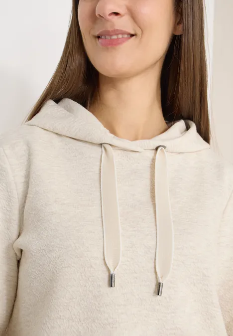 Hoodie mit Struktur pearl beige