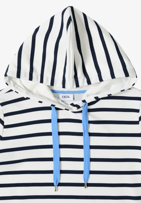 Sweat à capuche rayé vanilla white