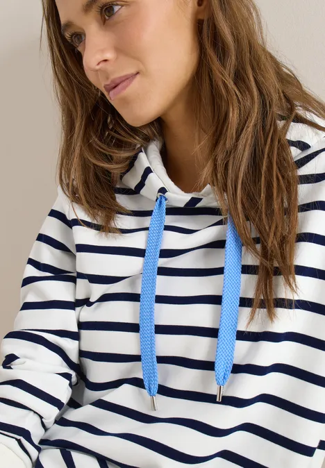 Sweat à capuche rayé vanilla white