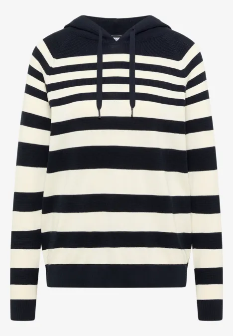 Bluza z kapturem z fakturą w paski universal blue