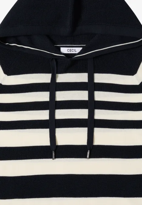 Bluza z kapturem z fakturą w paski universal blue