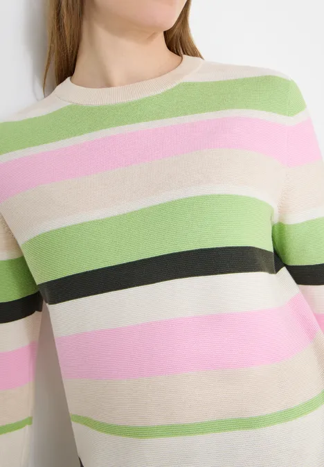 Sweter w paski bamboo green