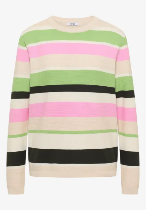 Sweter w paski bamboo green