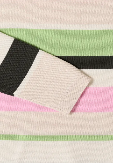 Sweter w paski bamboo green