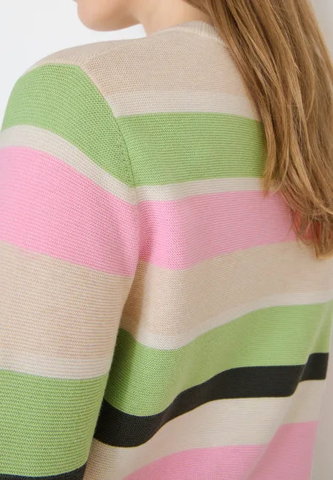 Sweter w paski bamboo green