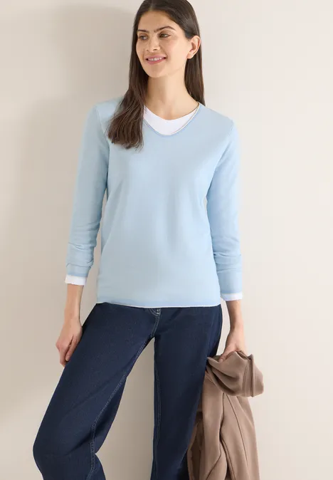 Sweter w dwóch kolorach light sky blue