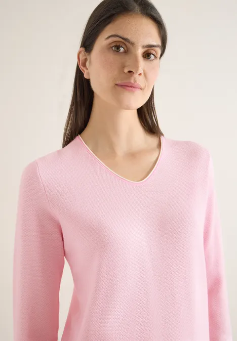 Tweekleurige trui light blush rose