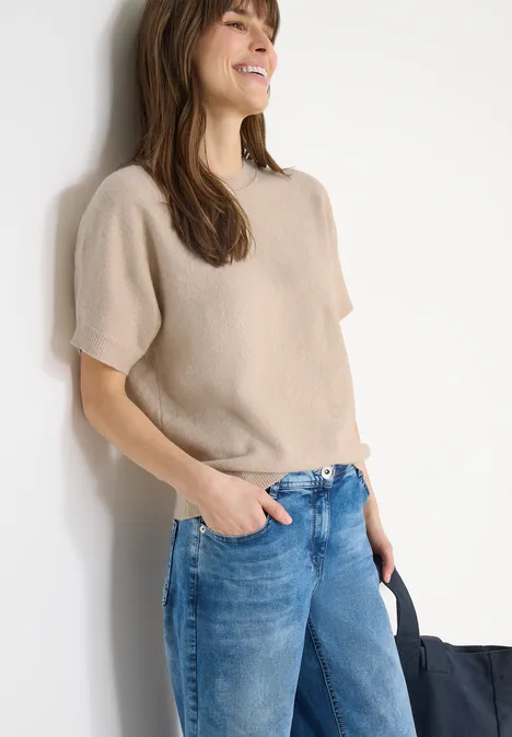 Pullover in Unifarbe desert beige melange Pullover in Unifarbe desert beige melange