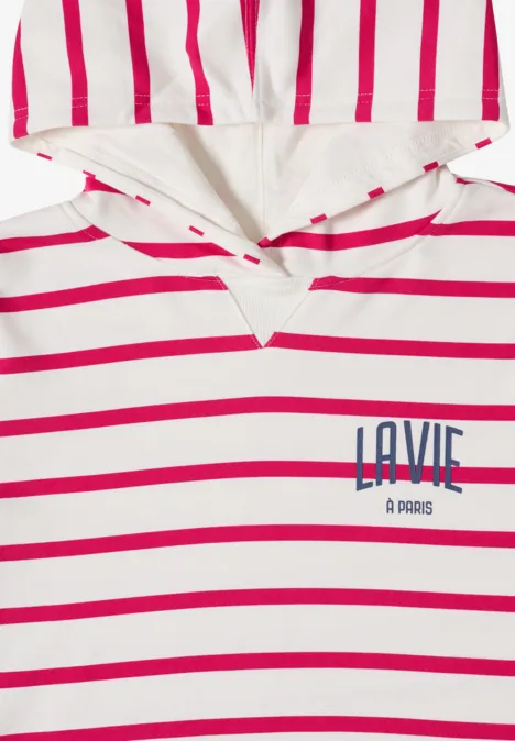 Sweatshirt mit Kapuze und Chestprint beetroot pink