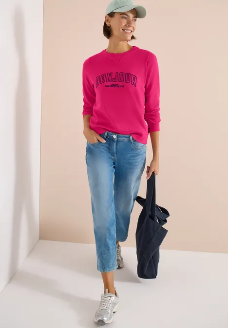 Sweater met lange mouwen en borduursel beetroot pink Sweater met lange mouwen en borduursel beetroot pink