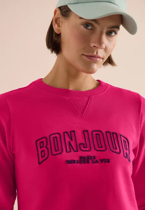 Sweater met lange mouwen en borduursel beetroot pink Sweater met lange mouwen en borduursel beetroot pink