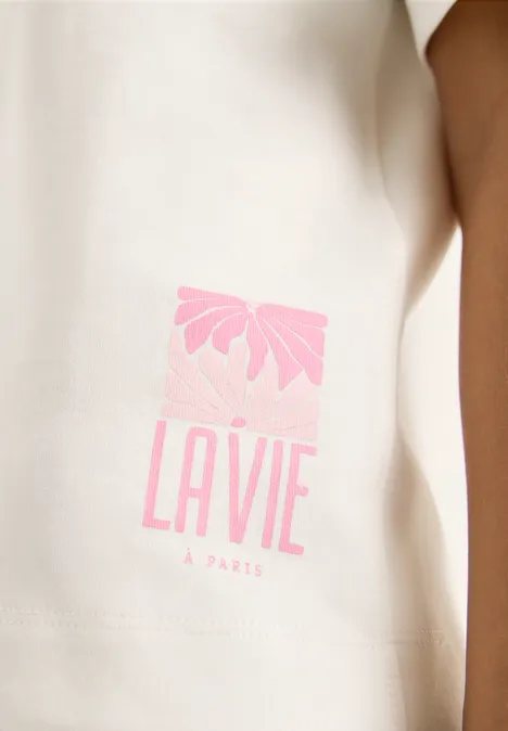 Kurzarm Sweatshirt mit Backprint vanilla white