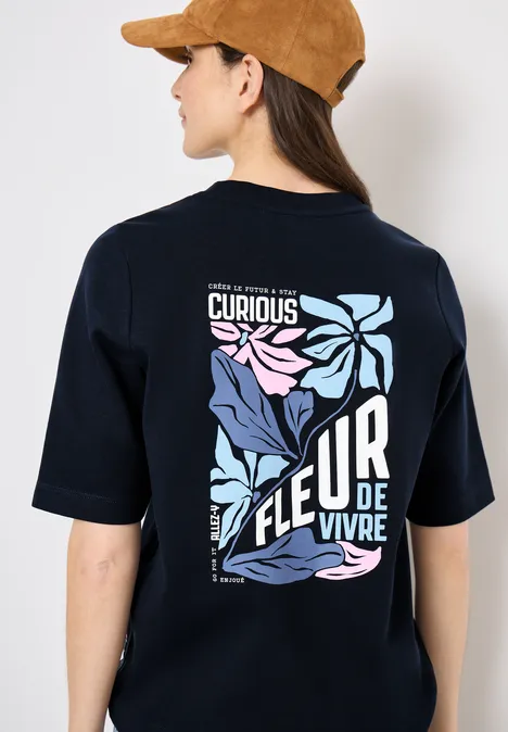 Kurzarm Sweatshirt mit Backprint universal blue